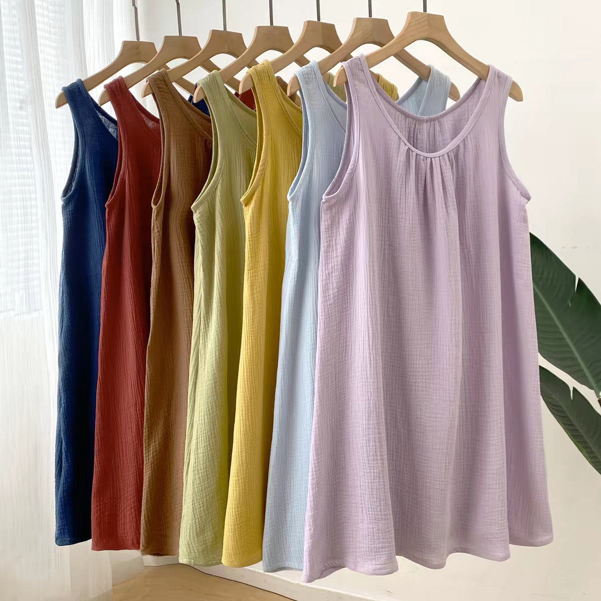 Midi Dress - Yazlık Günlük Kadın Kolsuz Elbise %100