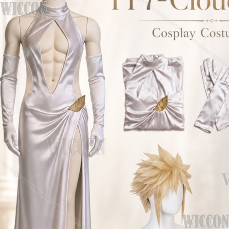 Evening Gown - FF7 Cosplay Cloud Yüksek Yırtmaçlı Gelinlik