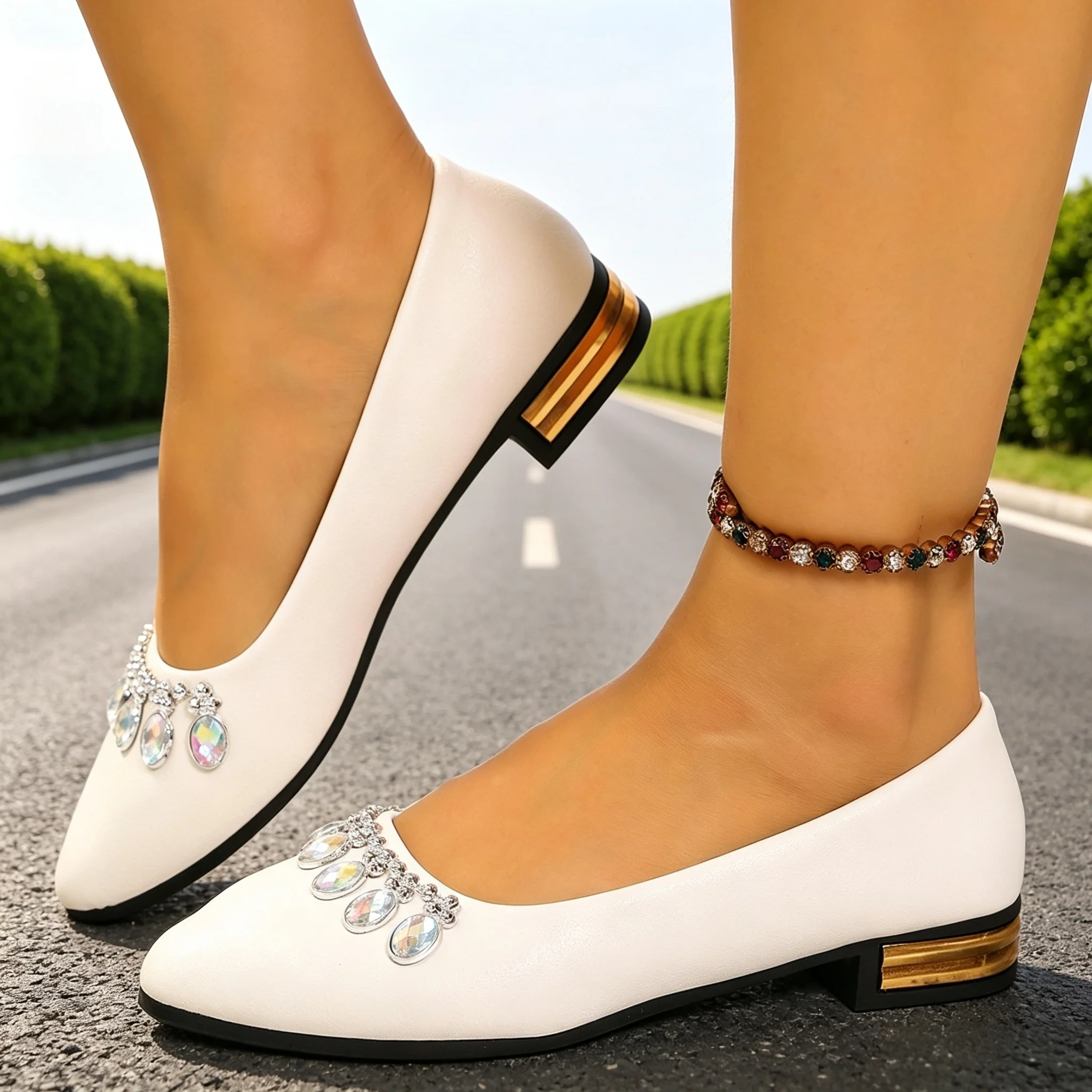 Womens Heels - Kadın Düz Ayakkabılar Sivri Burun Bale