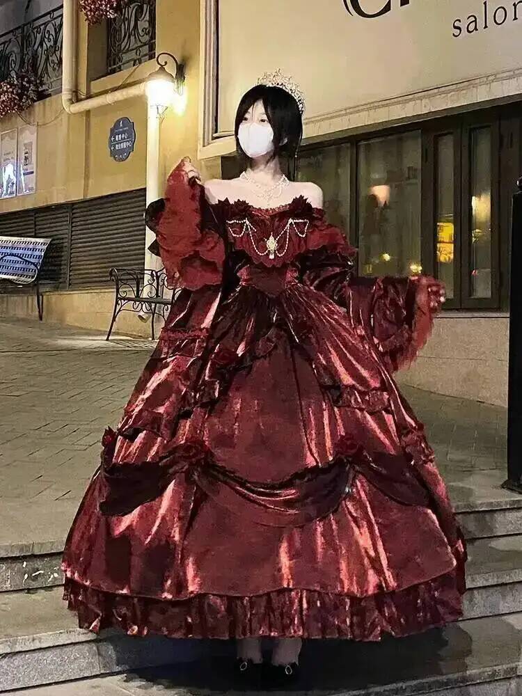 Formal Skirt - Güzellik Prenses Elbise Kırmızı Lolita Etek