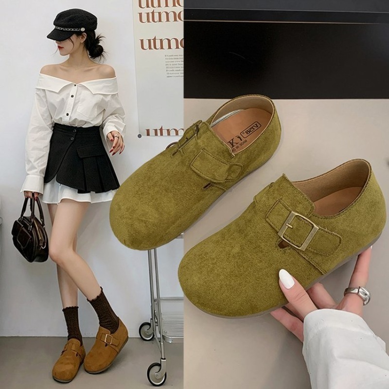Womens Heels - Kadın Süet Kapalı Topuklu Birken Ayakkabılar