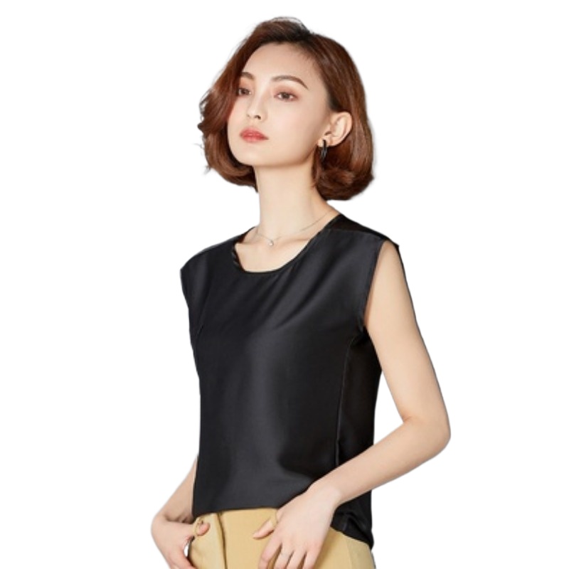 Silk Blouse - Seksi ipek yelek kadın kolsuz üst