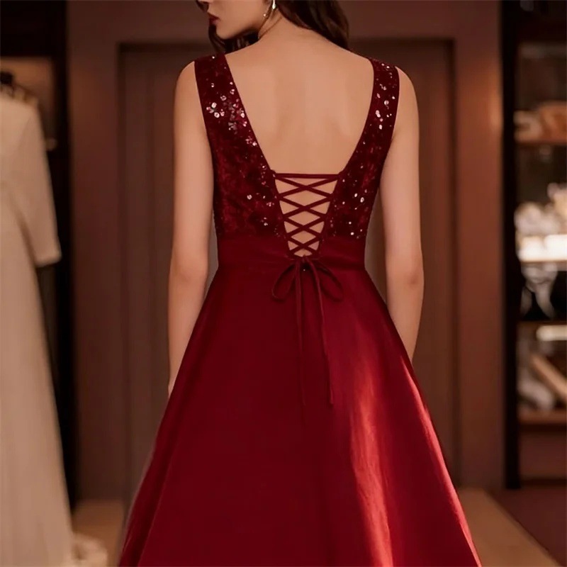 Bordo Payet Saten Midi Elbise  - Midi Dress incelemesi ve fiyatı