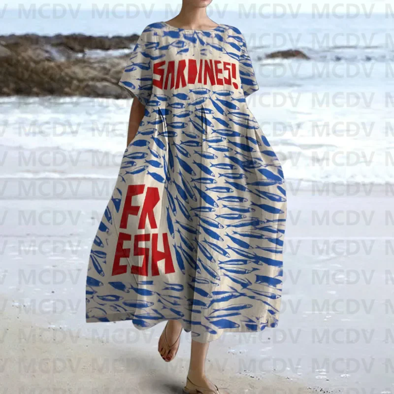 Japon Vintage Balık Sanat Bask - Midi Dress incelemesi ve fiyatı