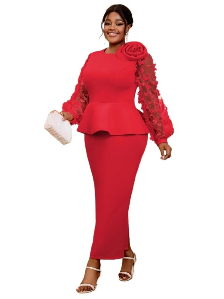 2025 Büyük Beden Afrika Elbise - Women'S Red Formal Wear incelemesi ve fiyatı
